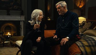 Helen Mirren as Maeve Harrigan and Pierce Brosnan as Conrad Harrigan in 'MobLand' Season 1