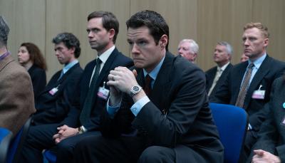 Patrick J Adams as Dick Marquise; Connor Swindells as DS Ed McCusker; and Kevin McKidd as Tom McCullough in 'The Bombing of Pan Am 103'