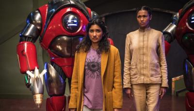 Varada Sethu and Evelyn Miller in "The Robot Revolution"