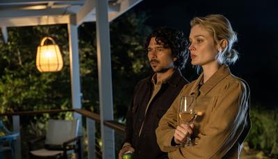 Bella Heathcote as Mandy Bond and Luke Arnold as Martin Scarsden in 'Scrublands: Silver'