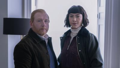 Adrian Scarborough as DI Max Arnold and Vanessa Emme as DS Layla Walsh in 'The Chelsea Detective' Season 3
