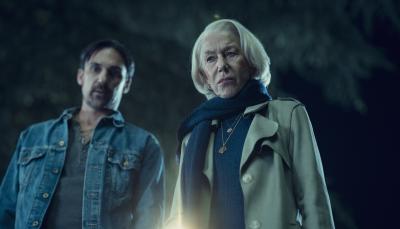Helen Mirren and Henry Lloyd-Hughes in "The Thursday Murder Club"