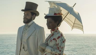 Jordan Donica as Dr. William Kirkland and Denée Benton as Peggy Scott in 'The Gilded Age' Season 3