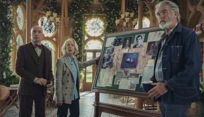 Ben Kingsley, Helen Mirren, and Pierce Brosnan in 'The Thursday Murder Club'
