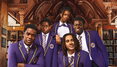 Josh Tedeku as Jaheim, Myles Kamwendo as Omar, Jodie Campbell as Leah, Aruna Jalloh as Femi, and Sekou Diaby as Toby in 'Boarders' Season 3