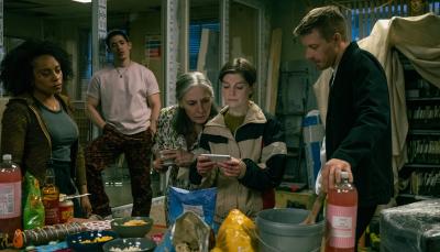 Rosalind Eleazar, Christopher Chung, Saskia Reeves, Aimee-Ffion Edwards and Jack Lowden in 'Slow Horses' Season 5
