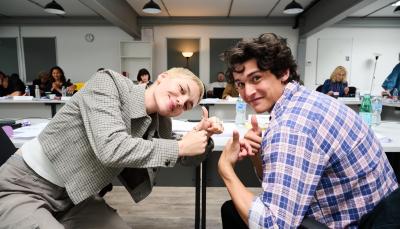 Em Carey and Liam Woodrum's at the "Geek Girl" Season 2 table read