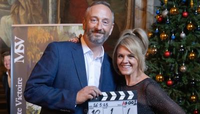 Sally Lindsay and Steve Edge on the set of 'The Madame Blanc Mysteries'
