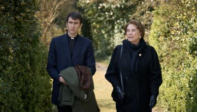 Matthew Lewis and Amanda Redman in 'Murder Before Evensong' Season 1