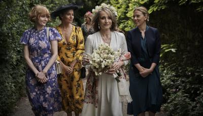 Emily Beecham as Georgina, Sienna Miller as Victoria, Kristin Scott Thomas as Diana, and Scarlett Johansson as Katherine in 'My Mother's Wedding'