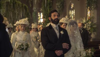 Morgan Spector and Taissa Farmiga in "The Gilded Age" Season 3 
