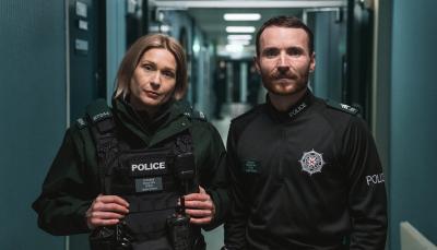 Sian Brooke as Grace Ellis and Martin McCann as Stevie Neil in 'Blue Lights' Season 3