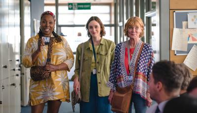 Jo Martin as Suzie Harris, Samantha Bond as Judith Potts, and Cara Horgan as Becks Starling in 'The Marlow Murder Club' Season 2