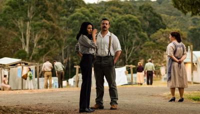 Michelle Keegan and Warren Brown in 'Ten Pound Poms' Season 1