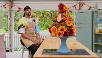 Aaron and his Flowers in Paradise Showstopper from 'The Great British Baking Show' Season 16's Bread Week