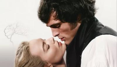 Margot Robbie and Jacob Elordi on the poster for "Wuthering Heights"