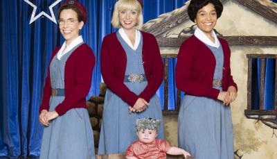 Laura Main, Helen George, and Leonie Elliott in the Call The Midwife Christmas Special