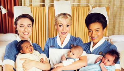 Nurse Valerie, Nurse Trixie and Nurse Lucille in Season 8 (Photo: Courtesy of Neal Street Productions)