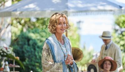Natascha McElhone as Bella Ainsworth on the patio in 'Hotel Portofino' Season 1