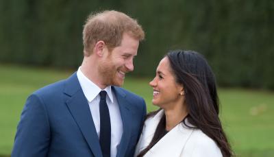 Prince Harry and Meghan Markle attend a photocall in the Sunken Gardens at Kensington Palace following the announcement of their engagement on November 27, 2017 in London, England. (Photo: Credit: Courtesy of Anwar Hussein/Getty Images)