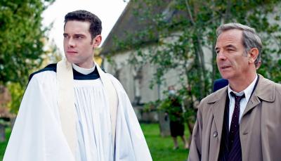 Robson Green as DCI Geordie Keating and Tom Brittney as Rev. Will Davenport in Grantchester Season 6