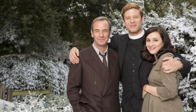 James Norton, Robson Green and Morven Christie in "Grantchester" (Photo: Courtesy of Colin Hutton and Kudos/ITV for MASTERPIECE)