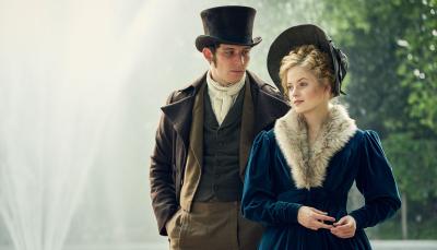 Josh OConnor and Ellie Bamber as Marius and Cosette (Photo: Robert Viglasky/Lookout Point for BBC One and MASTERPIECE)
