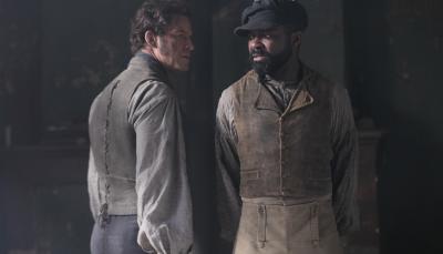 Dominic West and David Oyelowo as Jean Valjean and Inspector Javert (Photo: Robert Viglasky/Lookout Point for BBC One and MASTERPIECE)