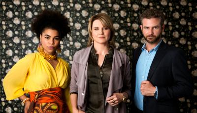 Lucy Lawless, Ebony Vagulans, and Rawiri Jobe in My Life is Murder
