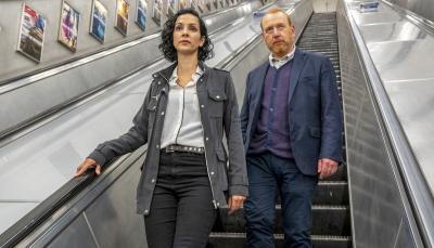 Adrian Scarborough and Sonita Henry in "The Chelsea Detective" (Photo: Acorn TV)