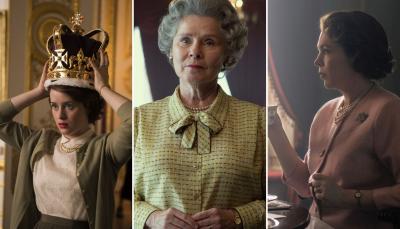 Claire Foy, Imelda Staunton, and Olivia Colman As Queen Elizabeth II in The Crown