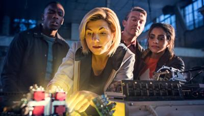 Jodie Whittaker, Mandip Gil, Bradley Walsh and Toisin Cole in "Doctor Who" Season 11 (Photo: BBC America)