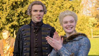 Elle Fanning and Nicholas Hoult in "The Great" (Photo: Hulu)