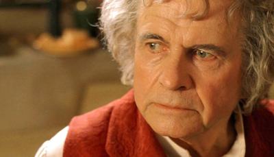 Sir Ian Holm as Bilbo Baggins in "The Lrod (Credit: New Line Cinema)