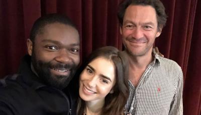 Dominic West, David Oyelowo and Lily Collins at the "Les Miserables" read through (Photo: BBC/PBS)