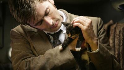 The Tenth Doctor and an adorable kitten, courtesy of Tennant's time on "Doctor Who". (Photo: BBC)