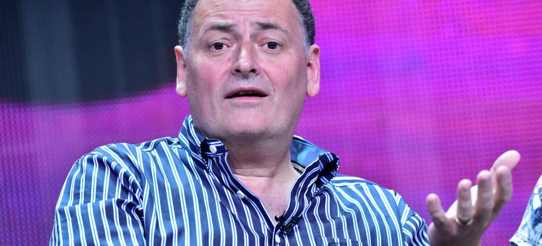 Steven Moffat at "Sherlock" panel at the Television Critics Association press tour in 2015 (Photo: Rahoul Ghose/PBS) 