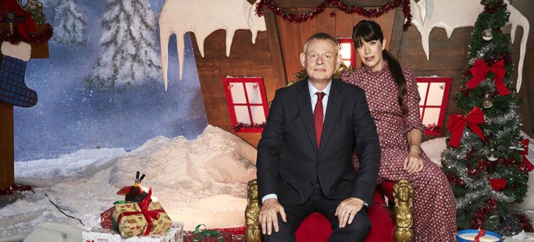 Martin Clunes and Caroline Catz as Doc Martin and Louisa Ellingham 