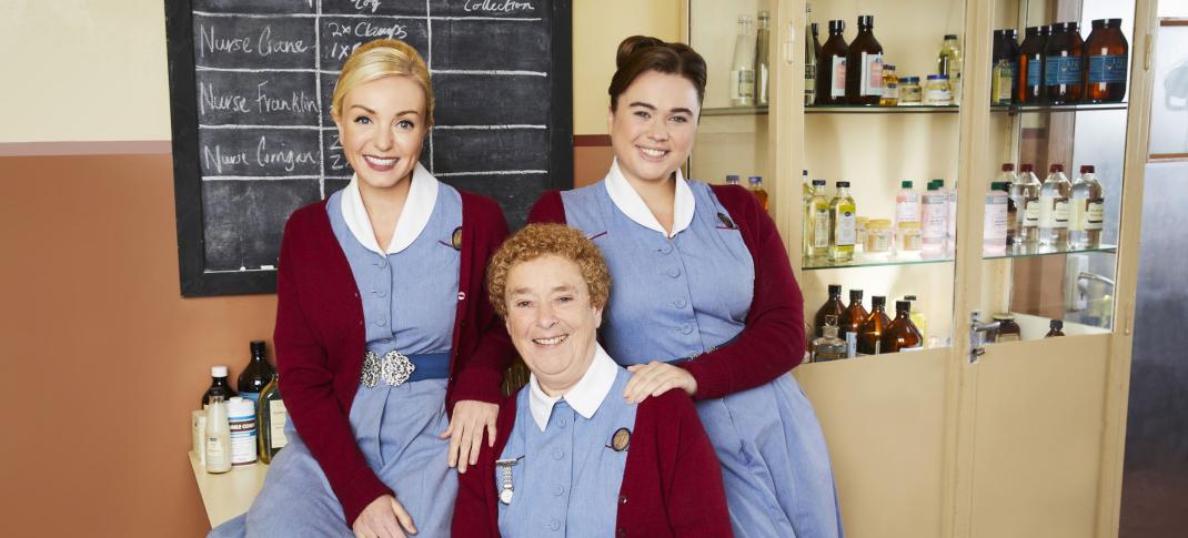 Picture Shows: Helen George as Nurse Trixie Franklin, Linda Bassett as Nurse Phyllis Crane, Megan Cusack as Nurse Nancy