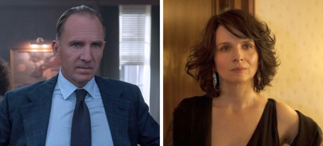 Ralph Fiennes in James Bond/Juliette Binoche in Clouds of Sils Maria