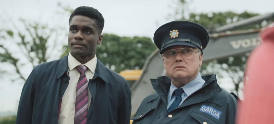 Clinton Liberty as D.I. Linus Dunne and Conleth Hill as PJ Collins in 'Holding'