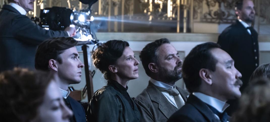 Matthew Beard as Dr. Max Liebermann, Maria Kostlinger as Therese Thanhofer, and Juergen Maurer as DI Oskar Reinhardt in 'Vienna Blood'