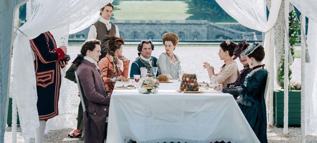 Emilia Schüle, James Purefoy, and Louis Cunningham in "Marie Antoinette"