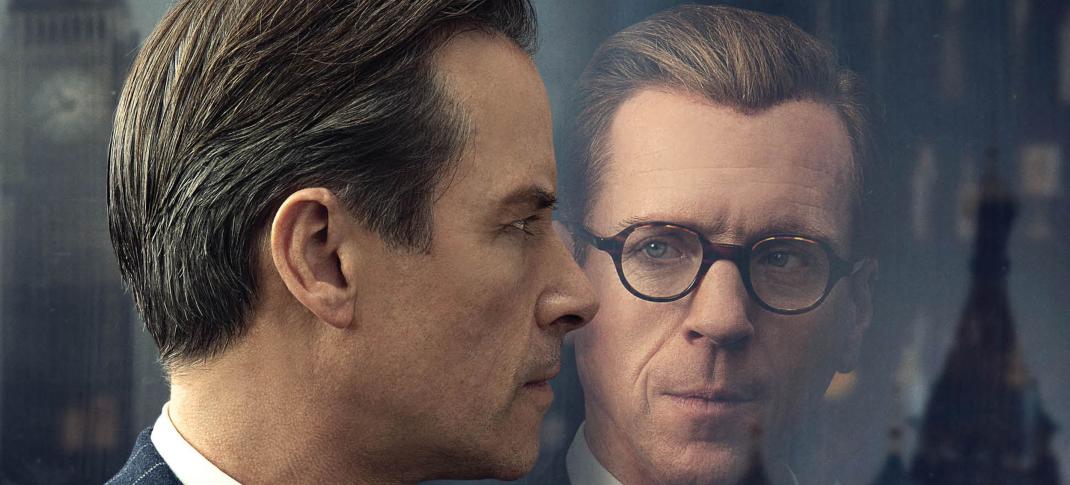 Guy Pearce as Kim Philby, Damien Lewis as Nicholas Elliott in 'A Spy Among Friends' Key Art