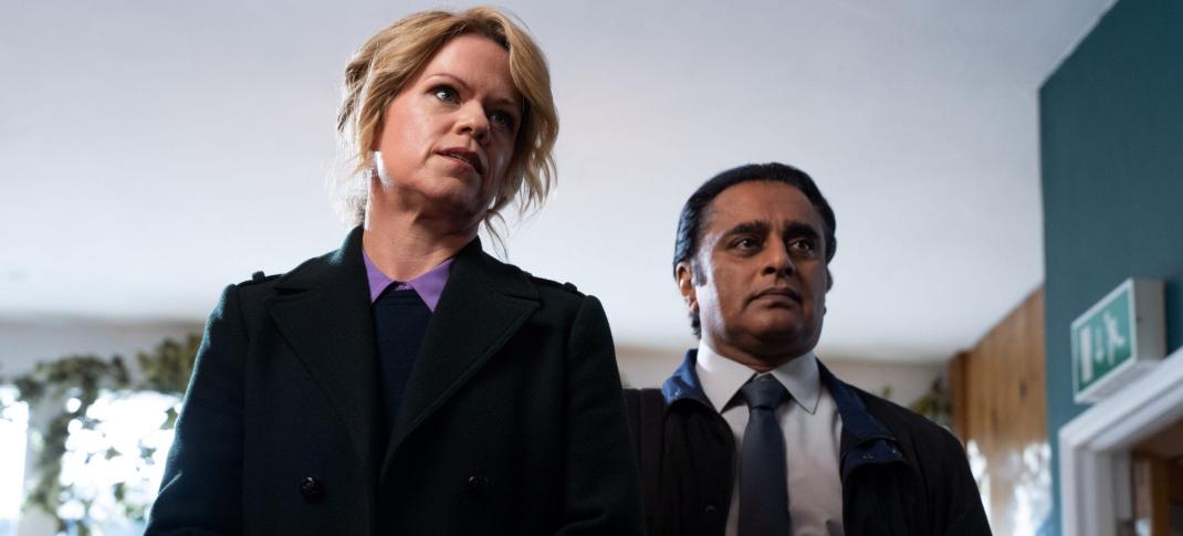 Sinéad Keenan as DCI James and Sanjeev Bhaskar as DI Khan in 'Unforgotten' Season 5