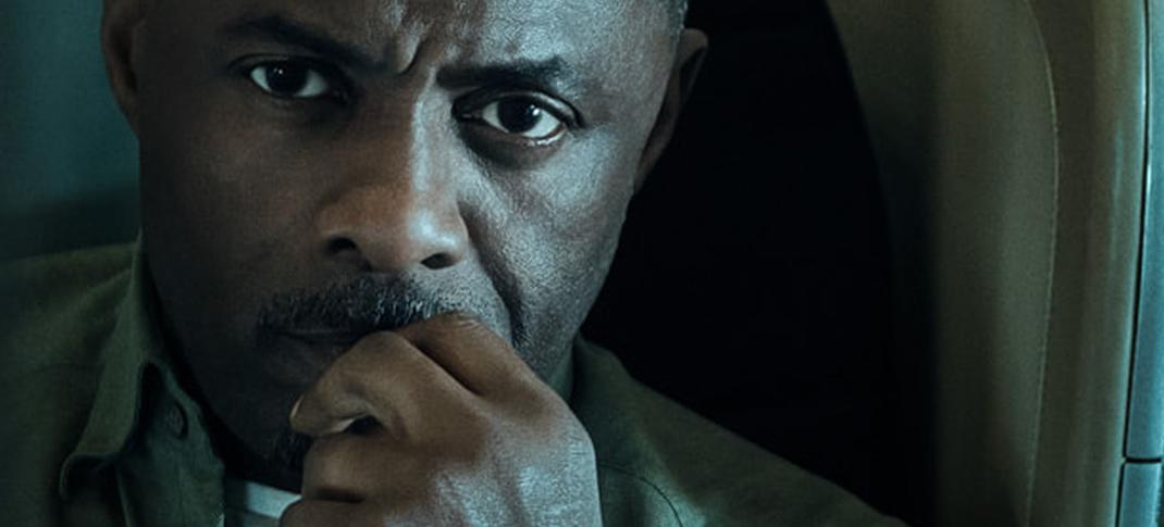 Idris Elba as Sam Nelson, stuck in a high stress situation in 'Hijack'