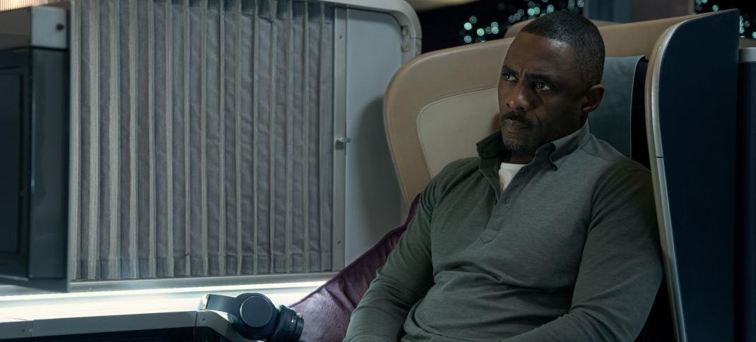 Idris Elba as Sam Nelson is stuck in first class as his plane is hijacked in 'Hijack' Episode 2