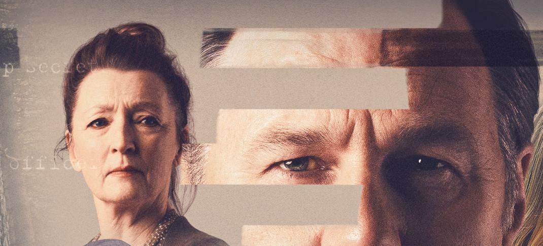 Lesley Manville and David Morrissey's faces are featured in Sherwood's key art
