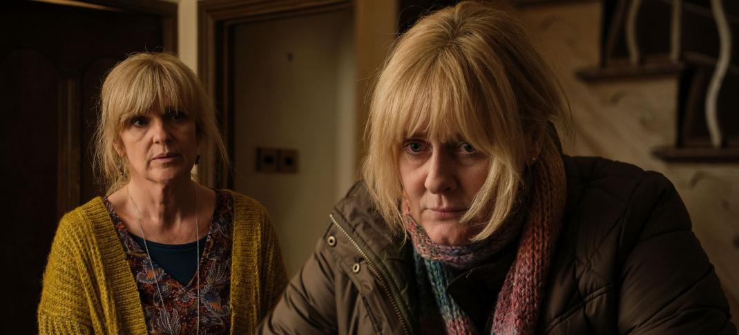 Siobhan Finneran as Clare Cartwright and Sarah Lancashire as Catherine Cawood are upset in Happy Valley Season 3