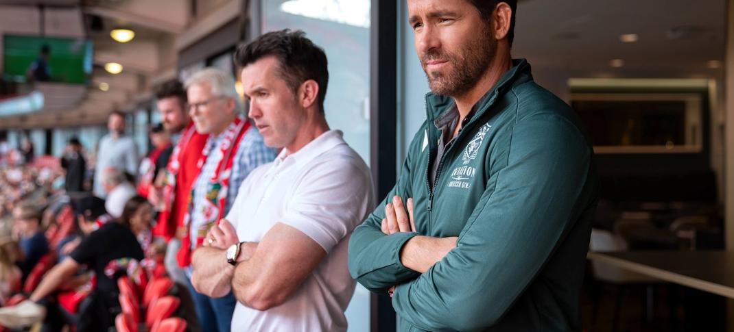 Owners Rob McElhenney and Ryan Reynolds watch their Wrexham team play in Welcome to Wrexham Season 2